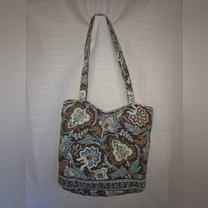 Vera Bradley Medium Shoulder Bag In Retired Java Blue Print
